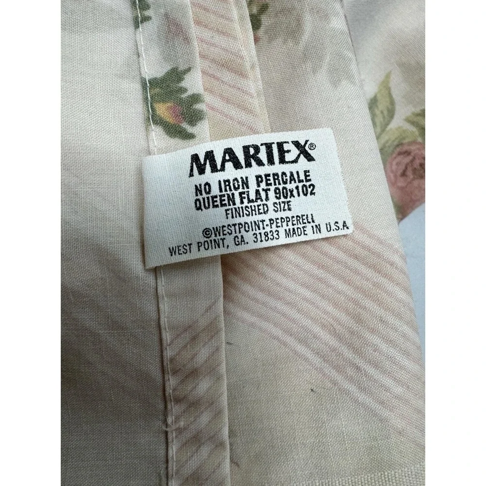 VTG Martex Queen 4 Pc Sheet Set Pink Rose 2 King Pillowcases 2 Queen Flat Sheets